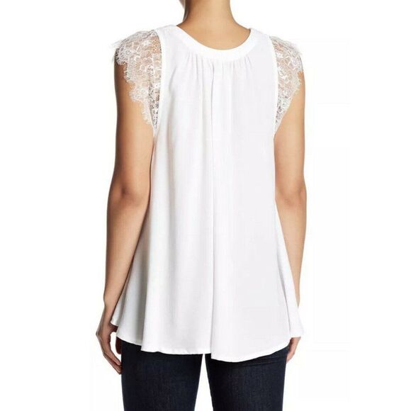 Free People Womens Movin On You OB670220 Top Wide Lace Size Small White - Picture 2 of 6